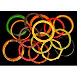 A Selection of Twentieth Century Acrylic Bangles, sixteen, colours and styles various