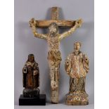 A 20th Century Carved Wood Corpus Christi, with original polychrome decoration, 13ins overall, a