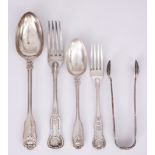 A Victorian Harlequin Silver Kings and Fiddle, Thread and Shell Pattern Part-Table Service by