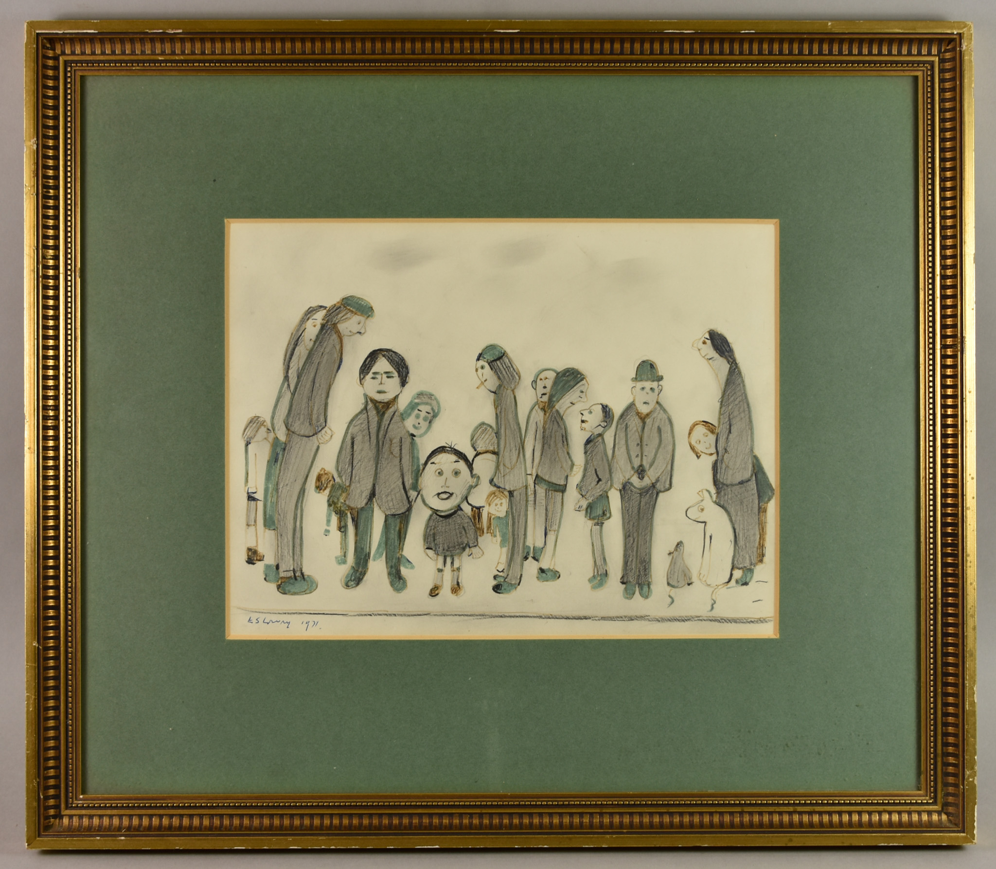 ARR Laurence Stephen Lowry (1887-1976) - Pen and inkdrawing - Study of people and animals, signed - Image 2 of 3