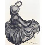 Ben Solowey (1900-1978) - Charcoal drawing - Woman in black, signed and dated 1930, 23ins x 19ins,