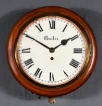A 19th Century Mahogany Cased Dial Wall Clock the 10ins diameter dial  with Roman numerals and