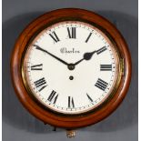 A 19th Century Mahogany Cased Dial Wall Clock the 10ins diameter dial  with Roman numerals and