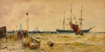 Thomas Bush Hardy (1842-1897) - Watercolour – “Mouth of the Boulogne Harbour”, inscribed, signed