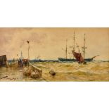 Thomas Bush Hardy (1842-1897) - Watercolour – “Mouth of the Boulogne Harbour”, inscribed, signed