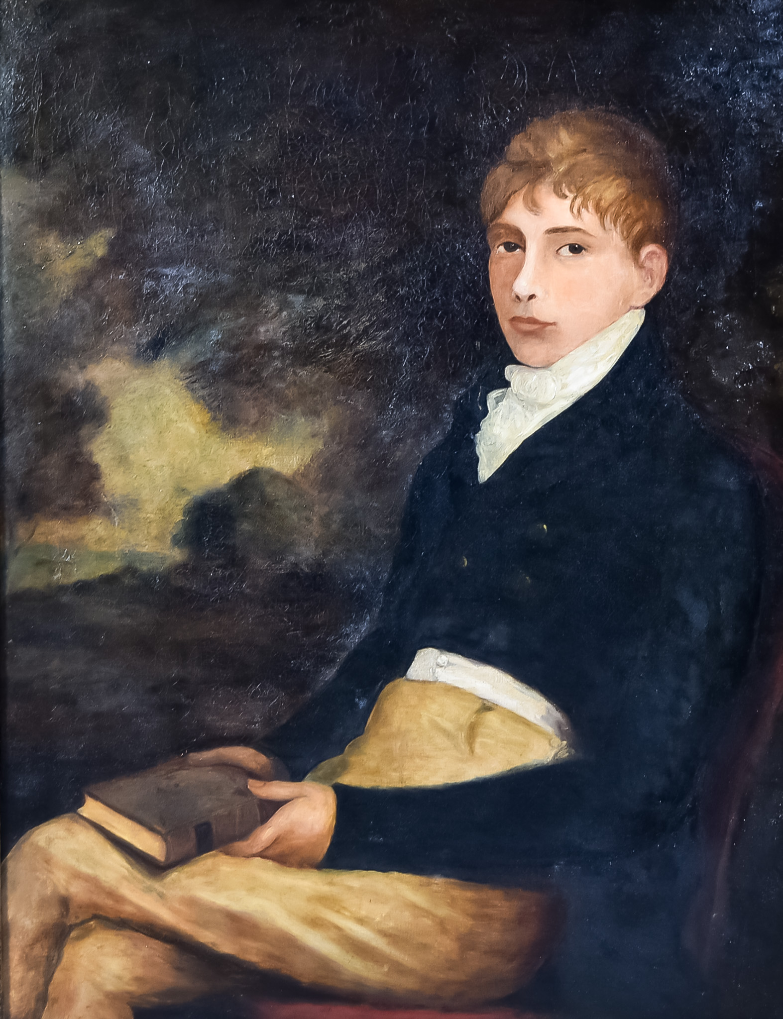Early 19th Century British School - Oil painting - Three-quarter length portrait of young seated man