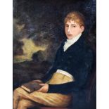 Early 19th Century British School - Oil painting - Three-quarter length portrait of young seated man