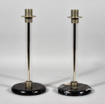 A Pair of Glass and Marble 'Sabbath' Candlesticks by Technolumen, Model SL30,  with plated mounts,