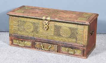 A Late 19th/Early 20th Century Kuwaiti Hardwood, Brass Bound and Studded Mule Chest, the whole