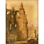 Samuel Prout (1783-1853) - Watercolour – Continental street scene, 16ins x 12ins, framed and