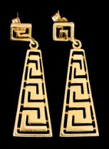 A Pair of 14ct Gold Earrings, for pierced ears, each 46mm in length, total gross weight 8.8g