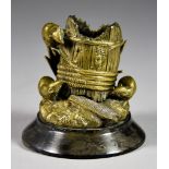 A Continental Bronze or Brass Novelty Match Holder, Late 19th Century, modelled as three rats and