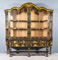 A Late 18th/Early 19th Century Black Lacquered Display Cabinet, the whole decorated with