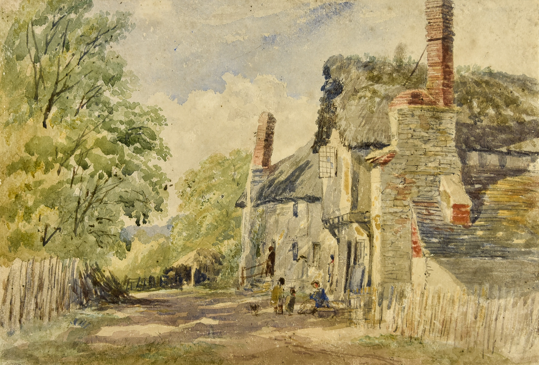 David Cox Jnr (19th / 20th Century School) - Watercolour – A country lane, unsigned, 9.5ins x 14ins,