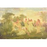 Attributed to Maurice Denis (1870-1943) - Oil painting -  Young girls dancing in an Elysian