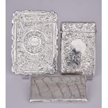 A Victorian Silver Rectangular Card Case and Two Others, the Victorian case by Frederick Marson,