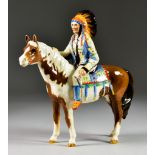 A Beswick Mounted Native North American Indian Chief, model No.1391, printed mark, 8.5ins high