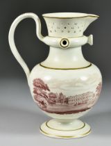 A Spode Bat-Printed Puzzle Jug, Circa 1800, printed in French brown with patterns 266 and 422 with