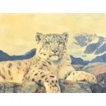 ***Dino Paravano (Born 1935) - Oil painting - Reclining Leopard, signed and dated 2007, canvas,