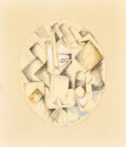 *** Ghislain Dussart (1924-1996) - Watercolour and charcoal - Cubist composition (1957) - signed and