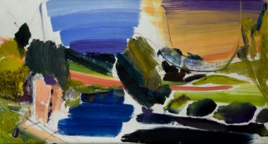 ARR Ivon Hitchens (1893-1979) - Oil painting - "Sussex River, Evening Sky", sign and dated 1969,