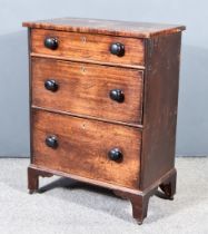 A George III Mahogany and Pine Sided Chest with square edge to top, fitted one shallow and two