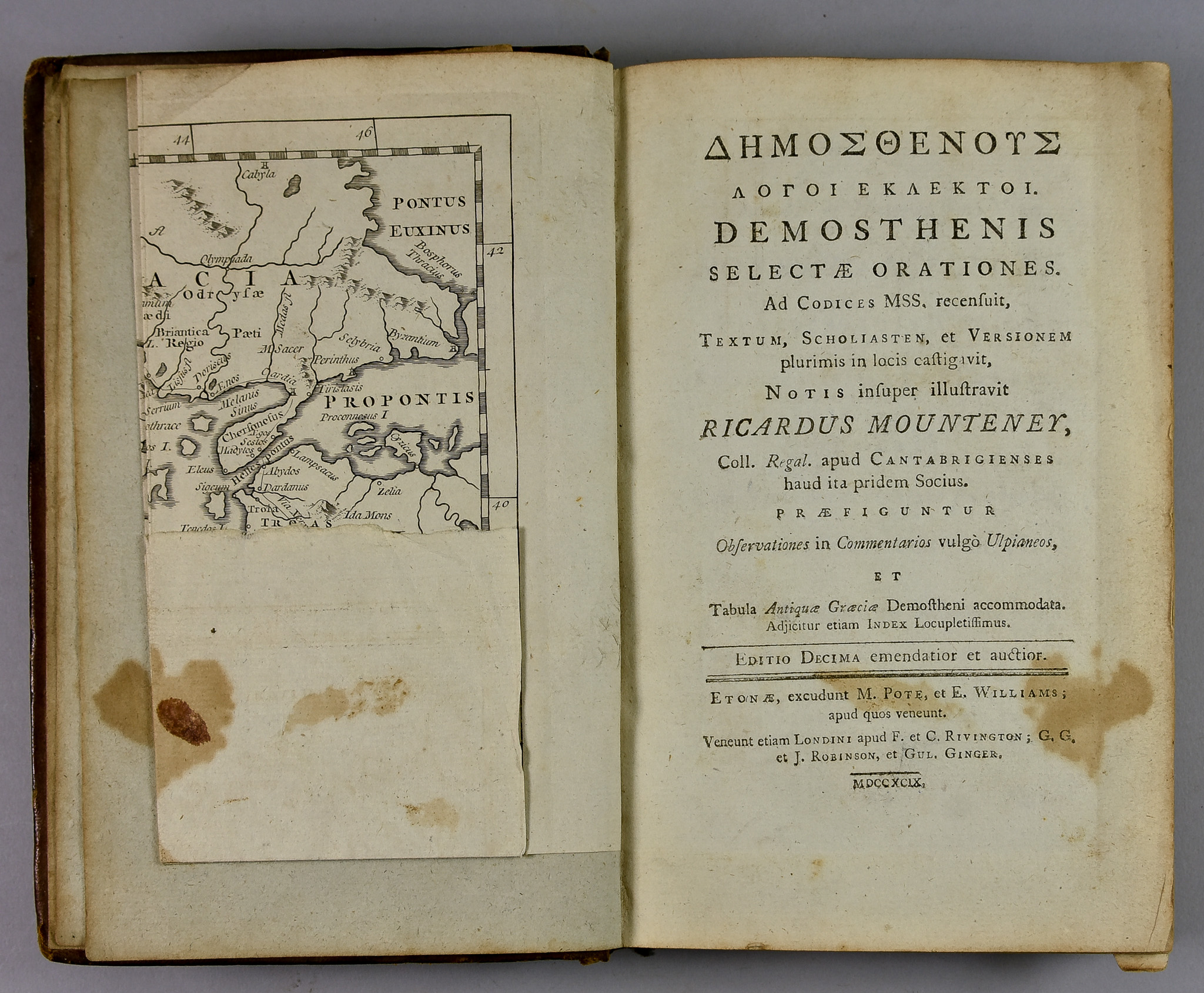 Ricardus Mounteney - "Demosthenis Select ae Orationes Ad Codices MSS, recensuit, Textum, Scholiasten