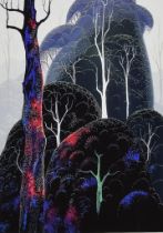 Eyvind Earle (1916-2000) - Serigraph in colours - Bejewelled forest, unsigned, 10.75ins x 7.5ins,