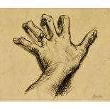***Mervyn Peake (1911-1968) - Charcoal drawing – “Artists Hand”, signed, 7.75ins x 9.25ins, in white