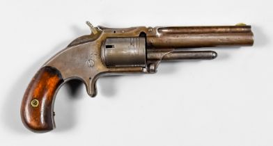 A .30 Calibre Pinfire Revolver by Smith & Wesson, 19th Century, 3.5ins bright steeled barrel, bright