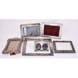 Six Silver Photograph Frames including - Edward VII rectangular frame Birmingham 1908, with scroll