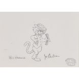 Bill Hanna & Joe Barbera (20th Century) - Publicity drawing of Top Cat, signed and with Animation