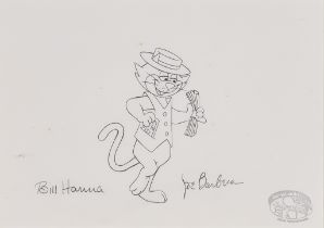 Bill Hanna & Joe Barbera (20th Century) - Publicity drawing of Top Cat, signed and with Animation