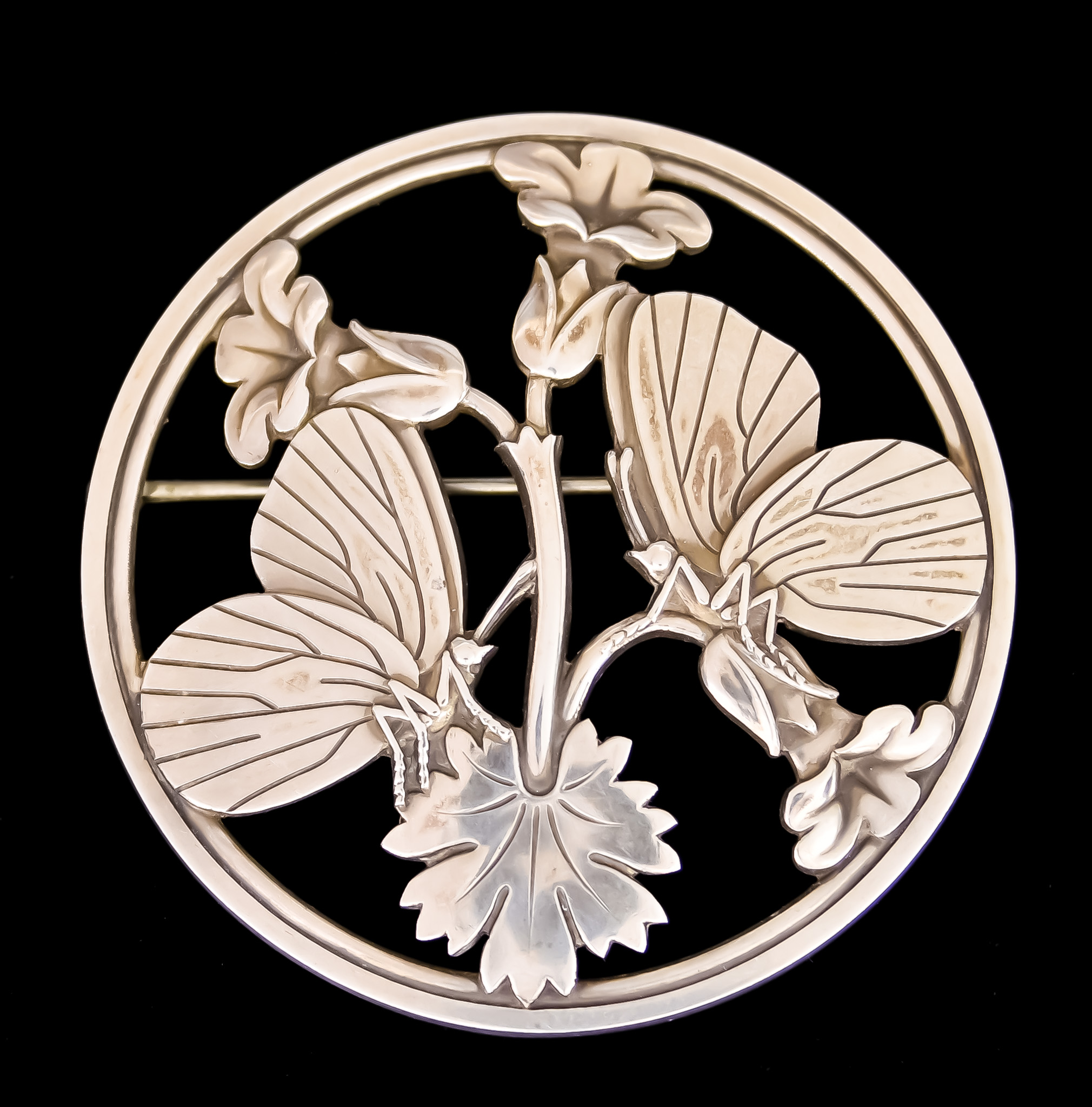 A Danish Silver 'Moonlight Blossom' Circular Brooch, designed by Arno Malinowski for Georg Jensen,