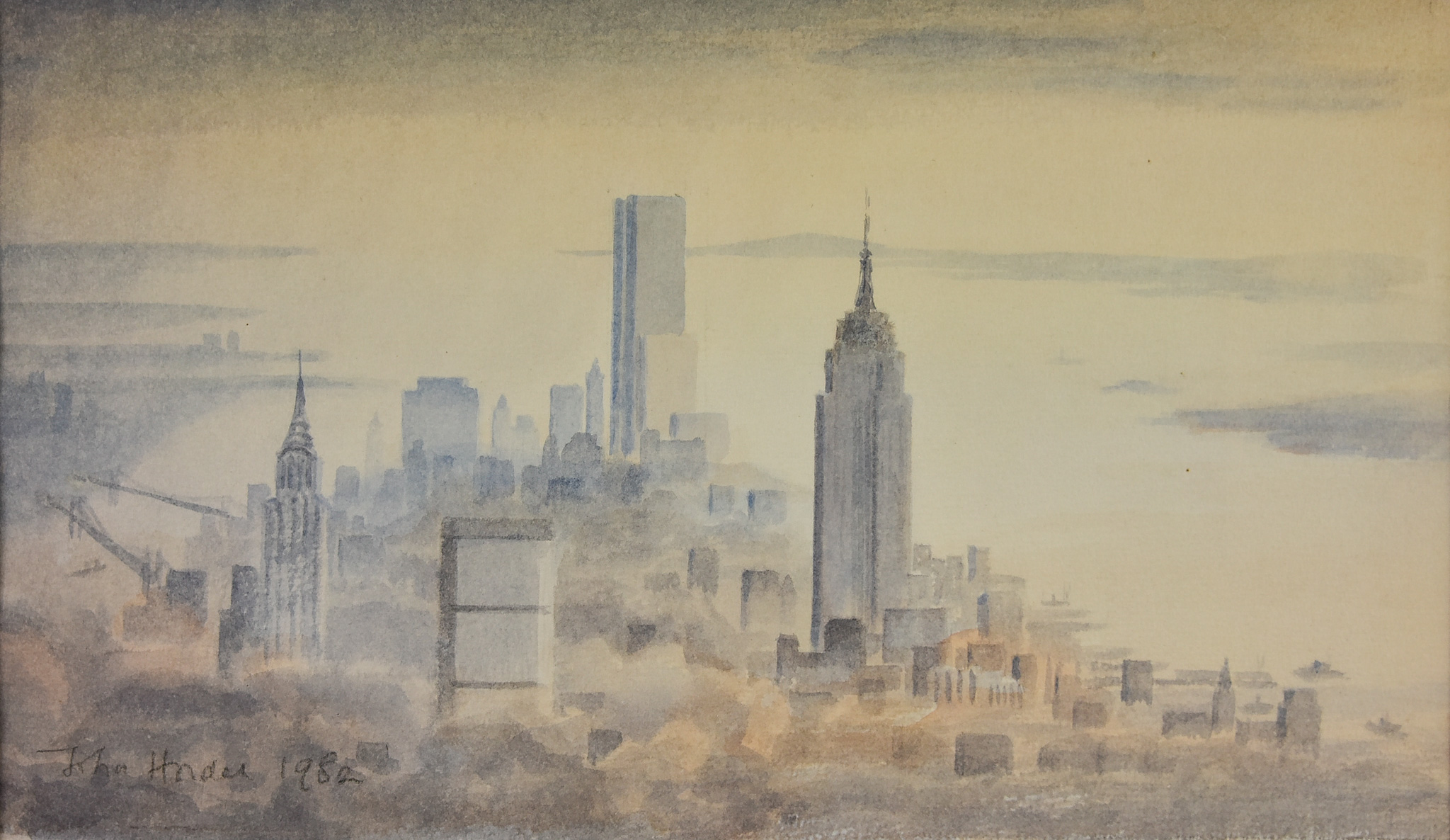 John Holder (20th/21st Century) - Watercolour - 'Cityscape' - View of New York, signed and dated