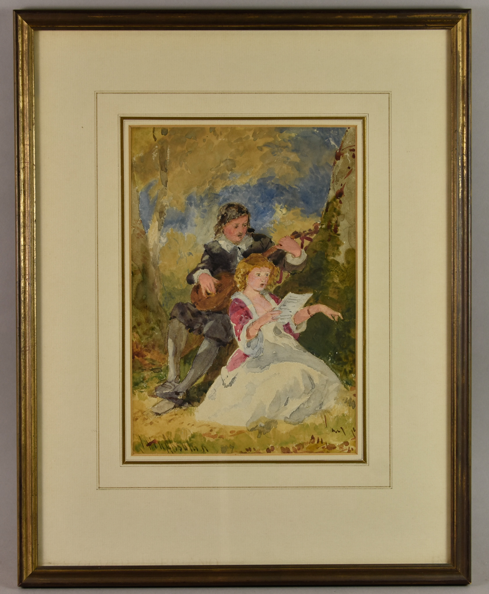 John Absolon (1815-1895) - Watercolour – “The Song” 10ins x 7ins, framed and glazed Note: - Image 3 of 3