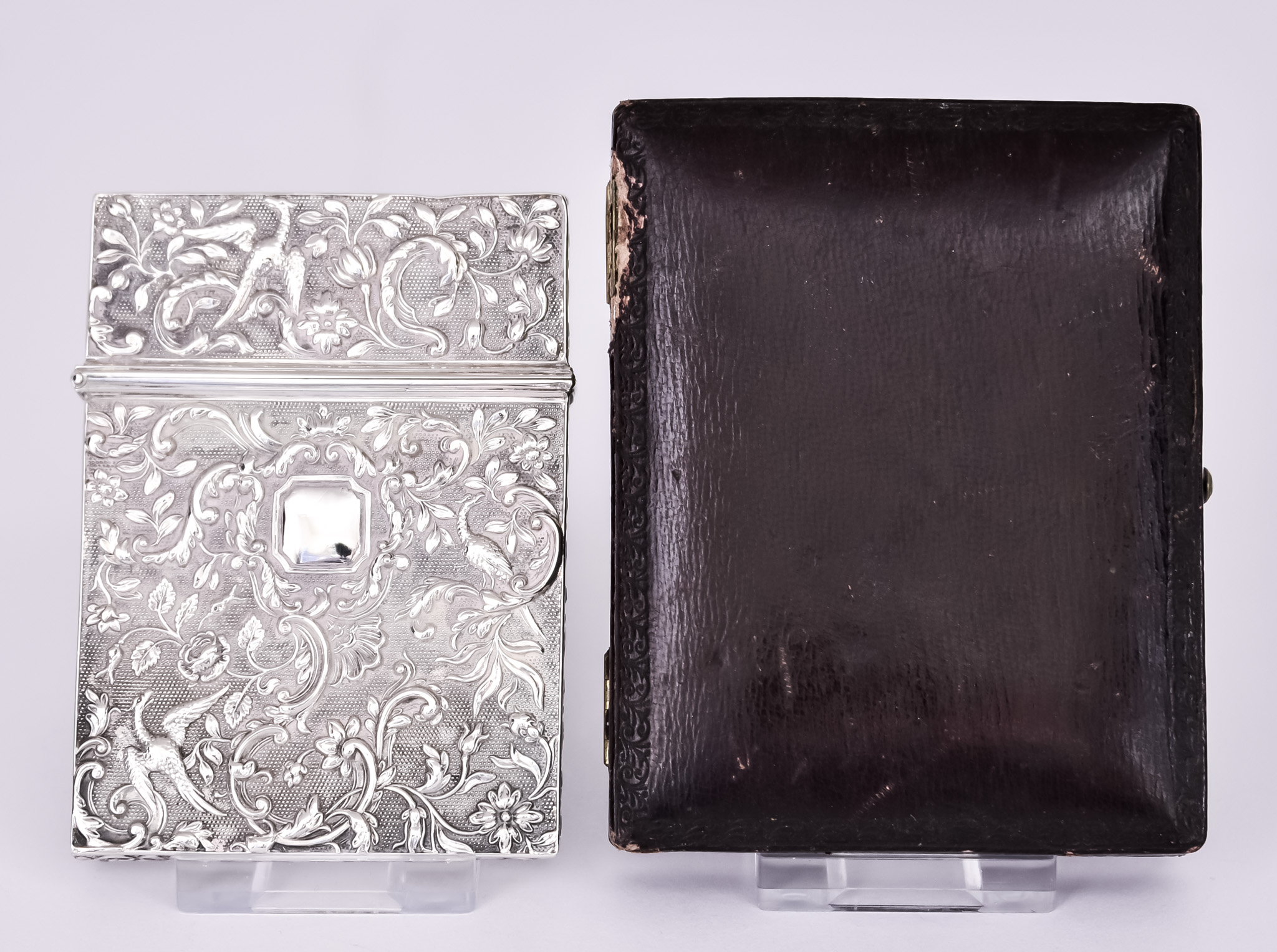 A William IV Rectangular Card Case by Joseph Wilmore, Birmingham 1836, the whole embossed and chased