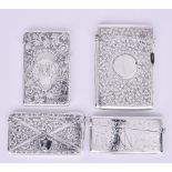 An Edward VII Silver Rectangular Card Case and Three Others, the Edward VII by William Henry