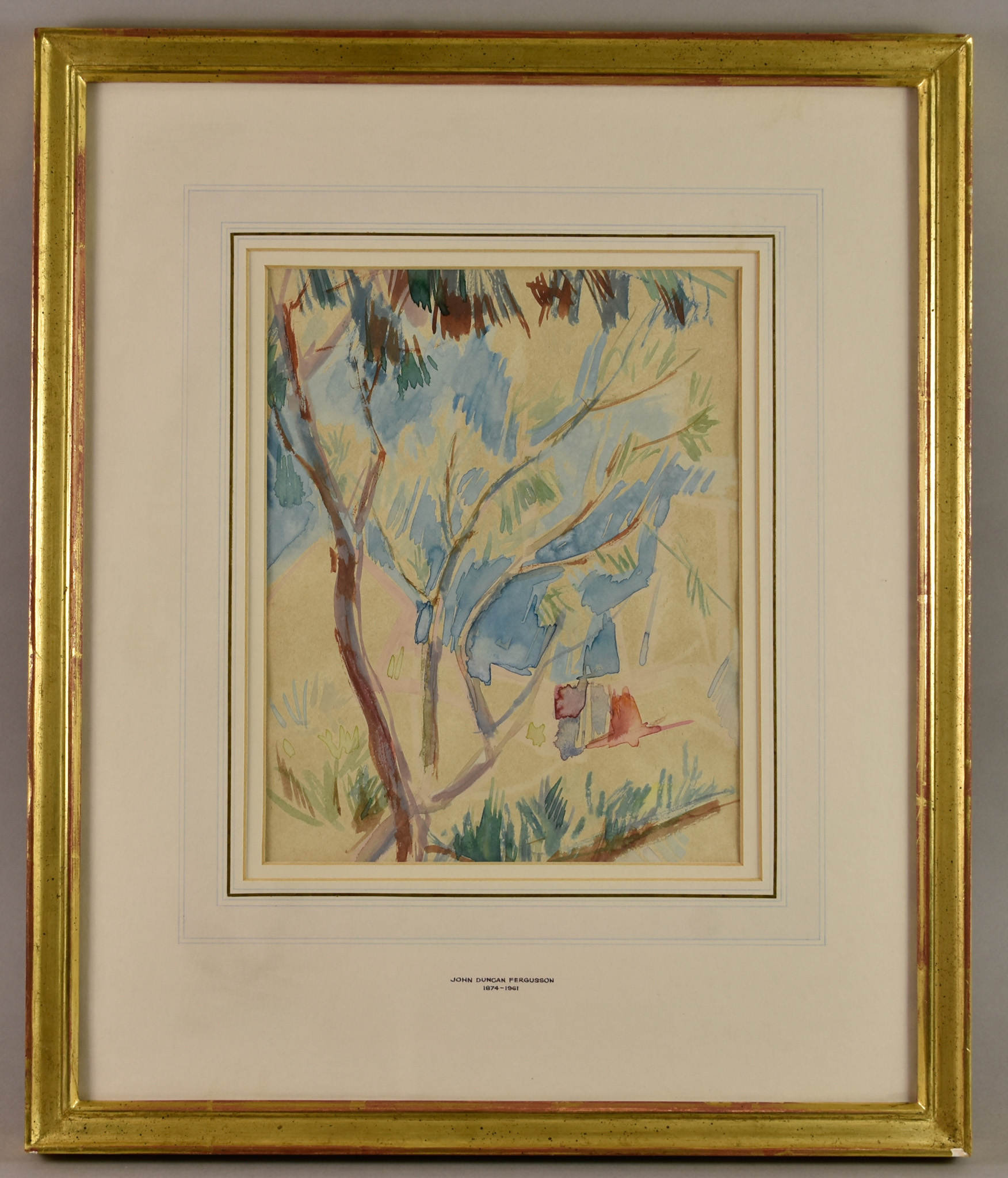 ***John Duncan Fergusson (1874-1961) - Watercolour – “Cap D’Antibes”, 9ins x 7.25ins, framed and - Image 3 of 3