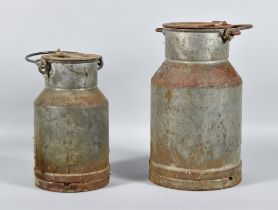 A Steel Milk Churn Stamped 'Abbott Bros Dairies', with high swing handle, 14.75ins, 20ins overall,