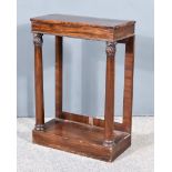 A 19th Century Mahogany Rectangular Console Table, with plain top and deep frieze, on turned leaf