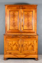 A Late 19th Century French Provincial Cherry Wood Buffet, with moulded edge to top, plain frieze,
