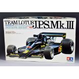 Four Tamiya 1:12 Scale Plastic Models of Racing Cars, including - "Team Lotus J.P.S. Mk.III (Kit No.