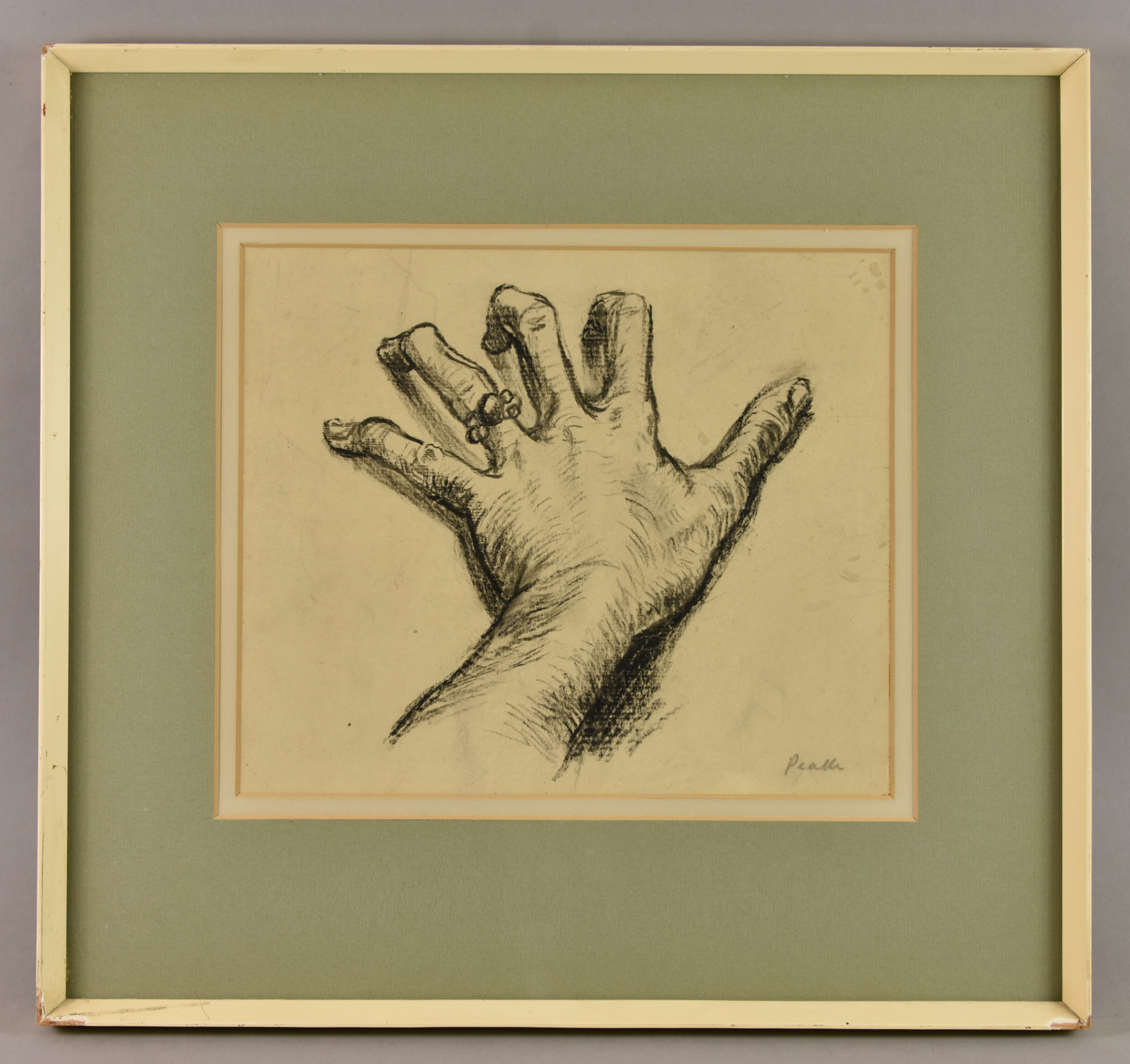 ***Mervyn Peake (1911-1968) - Charcoal drawing – “Artists Hand”, signed, 7.75ins x 9.25ins, in white - Image 2 of 3
