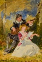 John Absolon (1815-1895) - Watercolour – “The Song” 10ins x 7ins, framed and glazed Note: