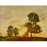 George Clausen (1852-1944) - Watercolour – “Trees at Sunset', 8.5ins x 11.25ins, in gilt frame and