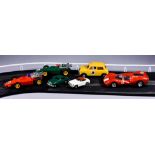 A Quantity of Scalextric, including - C/7 rally Mini-Cooper, C16 Ferrari P4, both boxed, four