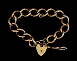 A 9ct Gold Chain Link Bracelet with Padlock Clasp, 200mm overall, total gros weihgt 35.1g