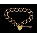 A 9ct Gold Chain Link Bracelet with Padlock Clasp, 200mm overall, total gros weihgt 35.1g