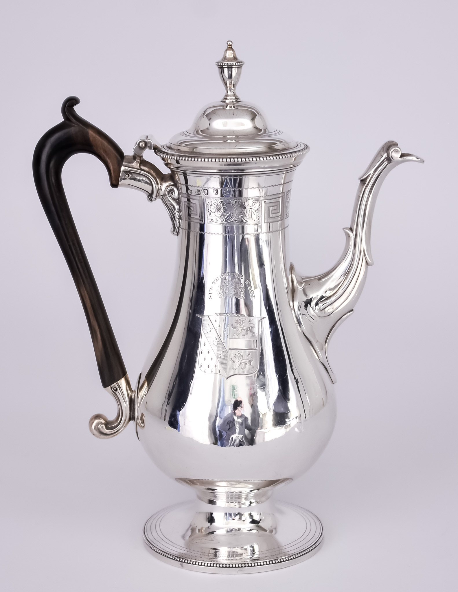 A George III Silver Baluster-Shaped Coffee Pot, by Thomas Chawner, London 1785, with bead mounts,